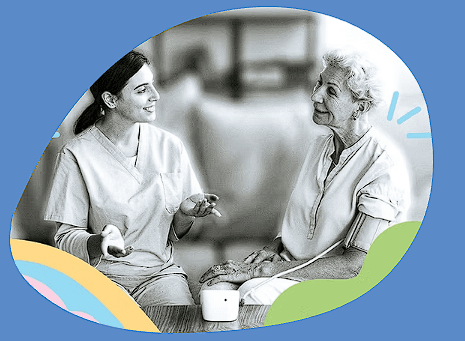 Support worker talking with an older person