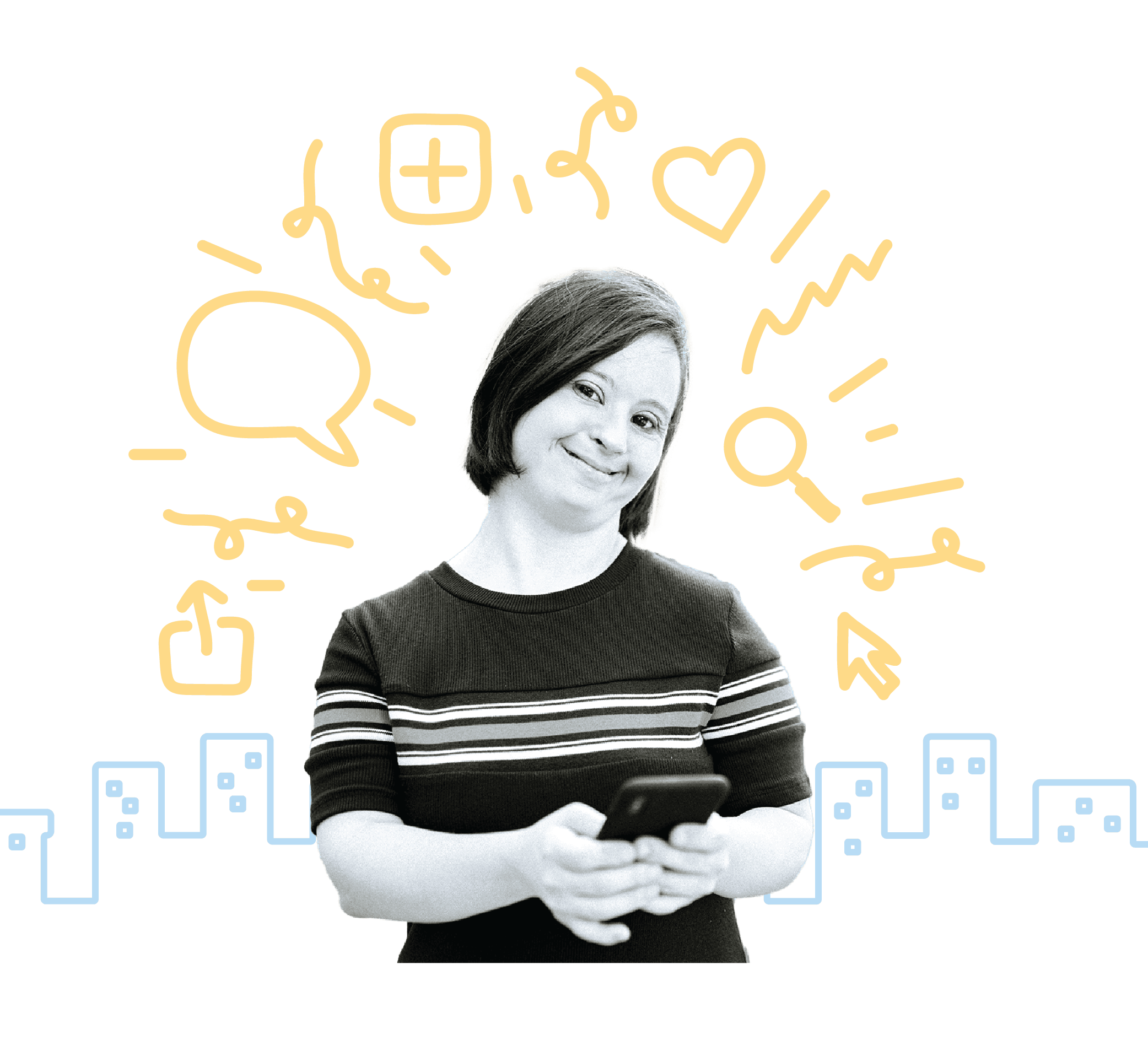 Community member with doodles